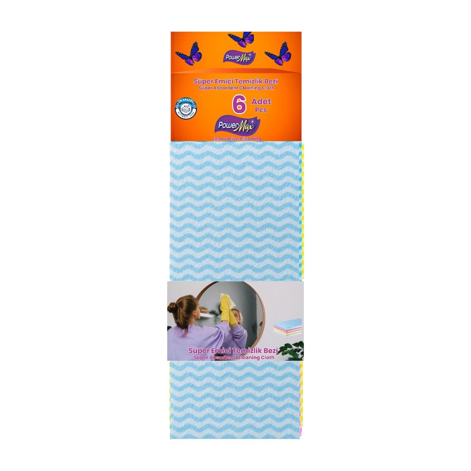 6 super absorbent cloth blue