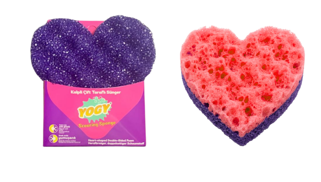 Yogy Scrub Heart-Shaped Dual-Sided Sponge